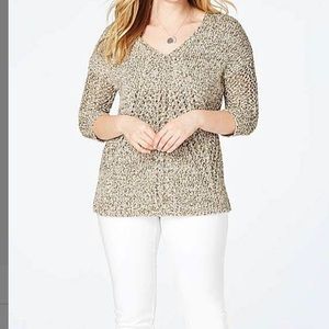 NWT J.Jill Black Mixed-Stitch V-Neck Sweater